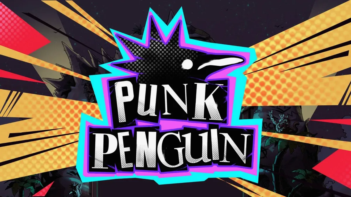 Tampilan visual slot Punk Penguin dengan tema konser punk dan penguin pemberontak