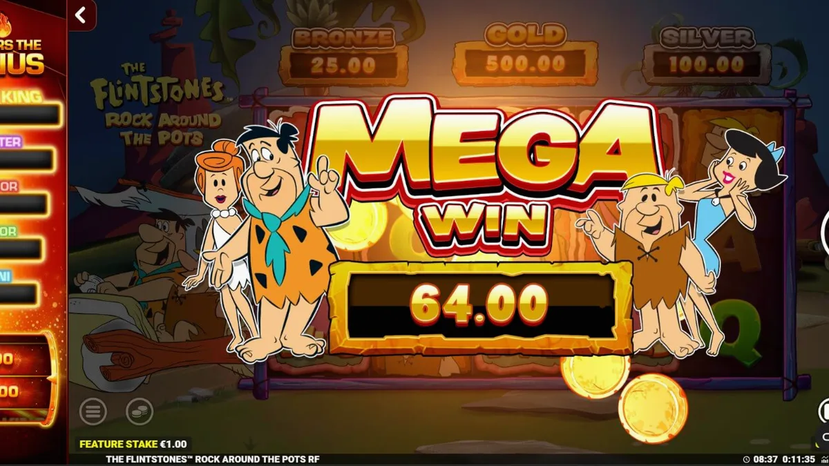 Tampilan visual slot The Flintstones Rock Around The Pots dengan karakter ikonik